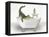 Alligator In Bathtub-Matthew Piotrowicz-Framed Stretched Canvas