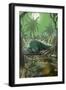 Alligator in Swamp-Lantern Press-Framed Art Print