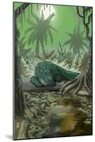 Alligator in Swamp-Lantern Press-Mounted Art Print