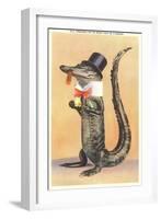 Alligator in Top Hat-null-Framed Art Print