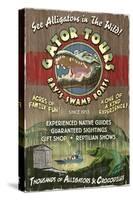 Alligator Tours - Vintage Sign-Lantern Press-Stretched Canvas