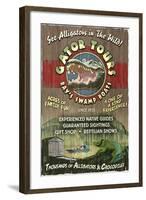 Alligator Tours - Vintage Sign-Lantern Press-Framed Art Print