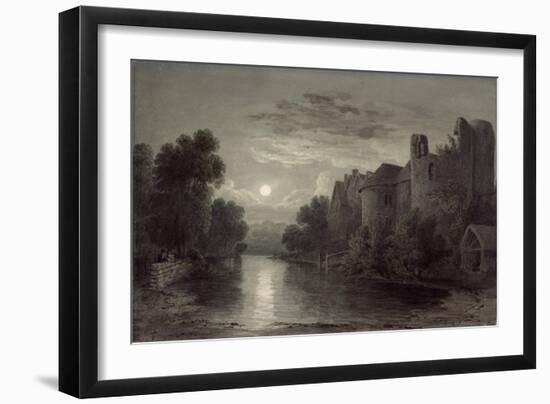 Allington Castle, Near Maidstone, Kent, Moonlight-James Bayes-Framed Giclee Print