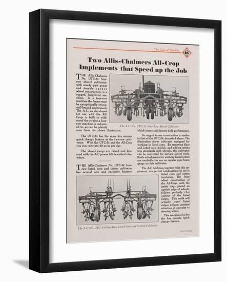 Allis Chalmers All-Crop Tractor Cultivators-null-Framed Giclee Print