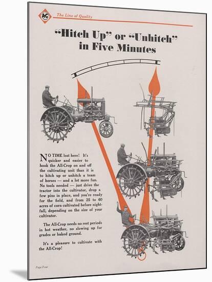 Allis Chalmers All-Crop Tractor with Power Lift-null-Mounted Giclee Print