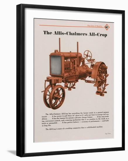 Allis Chalmers All-Crop Tractor with Power Lift-null-Framed Giclee Print