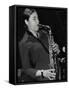 Allison Neale Playing Alto Saxophone at the Fairway, Welwyn Garden City, Hertfordshire, 2001-Denis Williams-Framed Stretched Canvas