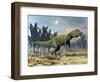 Allosaurus Dinosaur Walking Amongst Pachypteris Trees-Stocktrek Images-Framed Art Print