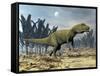 Allosaurus Dinosaur Walking Amongst Pachypteris Trees-Stocktrek Images-Framed Stretched Canvas