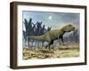 Allosaurus Dinosaur Walking Amongst Pachypteris Trees-Stocktrek Images-Framed Art Print