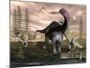Allosaurus Dinosaurs Attacking an Apatosaurus-Stocktrek Images-Mounted Art Print
