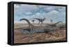 Allosaurus Dinosaurs Prey on Young Diplodocus Dinosaurs Trapped in a Mud Pit-Stocktrek Images-Framed Stretched Canvas