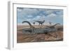 Allosaurus Dinosaurs Prey on Young Diplodocus Dinosaurs Trapped in a Mud Pit-Stocktrek Images-Framed Art Print