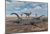 Allosaurus Dinosaurs Prey on Young Diplodocus Dinosaurs Trapped in a Mud Pit-Stocktrek Images-Mounted Art Print