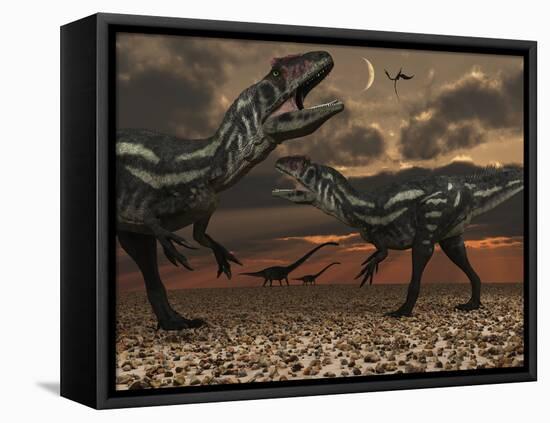 Allosaurus Dinosaurs Stalk their Next Meal-Stocktrek Images-Framed Stretched Canvas