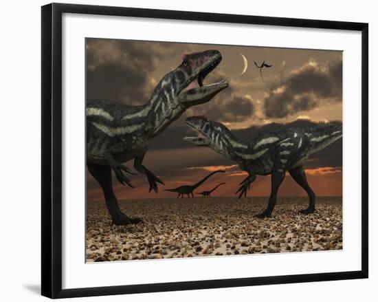 Allosaurus Dinosaurs Stalk their Next Meal-Stocktrek Images-Framed Photographic Print