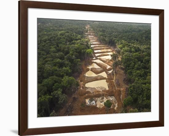 Alluvial Gold Mining in the Rainforest, Guyana-Pete Oxford-Framed Photographic Print