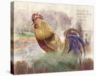 Checkerboard Rooster-Alma Lee-Stretched Canvas