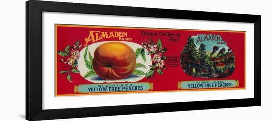 Almaden Peach Label - San Francisco, CA-Lantern Press-Framed Art Print