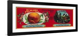 Almaden Peach Label - San Francisco, CA-Lantern Press-Framed Art Print