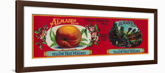 Almaden Peach Label - San Francisco, CA-Lantern Press-Framed Premium Giclee Print