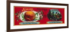 Almaden Peach Label - San Francisco, CA-Lantern Press-Framed Premium Giclee Print