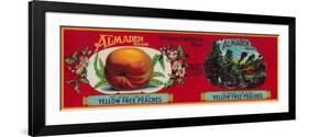 Almaden Peach Label - San Francisco, CA-Lantern Press-Framed Premium Giclee Print