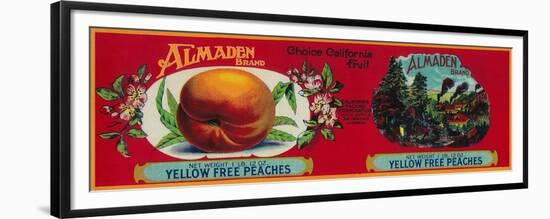 Almaden Peach Label - San Francisco, CA-Lantern Press-Framed Premium Giclee Print