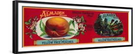 Almaden Peach Label - San Francisco, CA-Lantern Press-Framed Premium Giclee Print