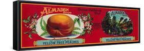 Almaden Peach Label - San Francisco, CA-Lantern Press-Framed Stretched Canvas