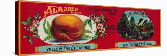 Almaden Peach Label - San Francisco, CA-Lantern Press-Stretched Canvas