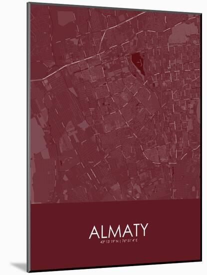 Almaty, Kazakhstan Red Map-null-Mounted Poster