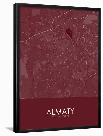 Almaty, Kazakhstan Red Map-null-Framed Poster