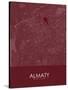 Almaty, Kazakhstan Red Map-null-Stretched Canvas