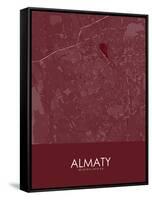 Almaty, Kazakhstan Red Map-null-Framed Stretched Canvas