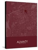 Almaty, Kazakhstan Red Map-null-Stretched Canvas