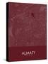 Almaty, Kazakhstan Red Map-null-Stretched Canvas