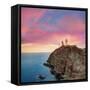 Almeria Cabo De Gata Lighthouse Sunset in Mediterranean Sea of Spain-Natureworld-Framed Stretched Canvas