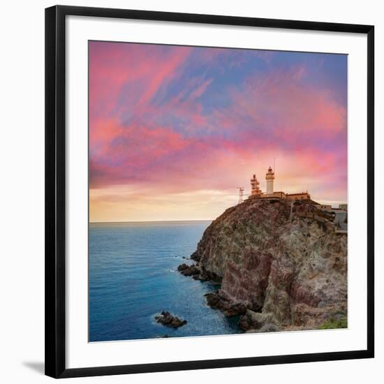 Almeria Cabo De Gata Lighthouse Sunset in Mediterranean Sea of Spain-Natureworld-Framed Photographic Print