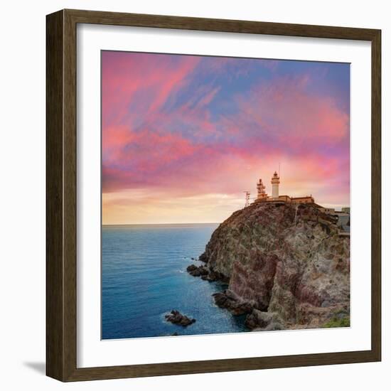 Almeria Cabo De Gata Lighthouse Sunset in Mediterranean Sea of Spain-Natureworld-Framed Photographic Print