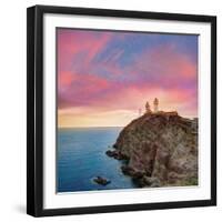 Almeria Cabo De Gata Lighthouse Sunset in Mediterranean Sea of Spain-Natureworld-Framed Photographic Print