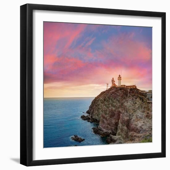 Almeria Cabo De Gata Lighthouse Sunset in Mediterranean Sea of Spain-Natureworld-Framed Photographic Print