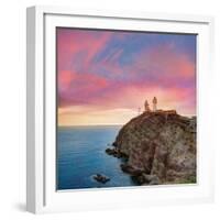 Almeria Cabo De Gata Lighthouse Sunset in Mediterranean Sea of Spain-Natureworld-Framed Photographic Print