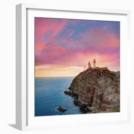 Almeria Cabo De Gata Lighthouse Sunset in Mediterranean Sea of Spain-Natureworld-Framed Photographic Print