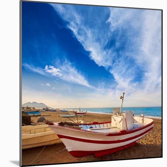 Almeria Cabo De Gata San Miguel Beach Boats in Spain-Natureworld-Mounted Photographic Print