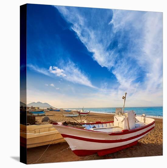 Almeria Cabo De Gata San Miguel Beach Boats in Spain-Natureworld-Stretched Canvas