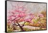 Almond Blossom In The Mountains-Mary Smith-Framed Stretched Canvas