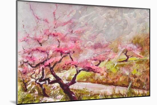 Almond Blossom In The Mountains-Mary Smith-Mounted Giclee Print