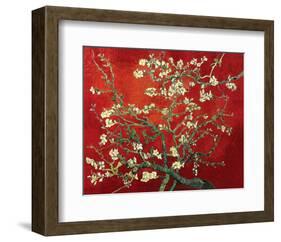 Almond Branches in Red-null-Framed Art Print