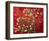 Almond Branches in Red-null-Framed Art Print